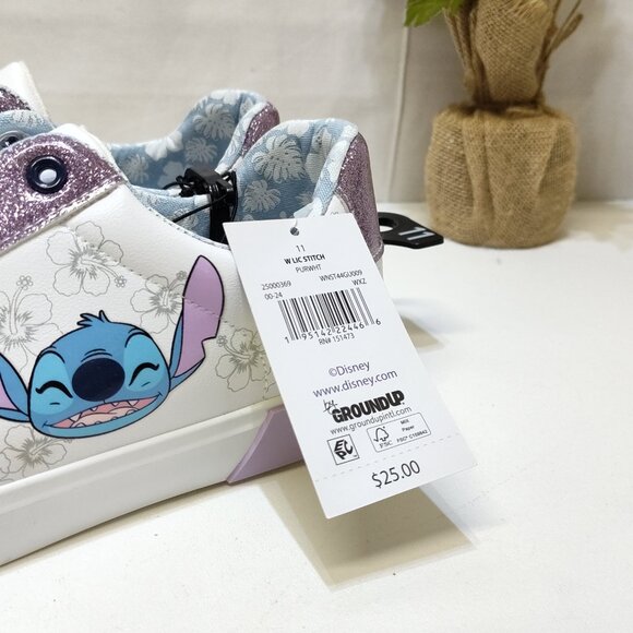 Disney Stitch Low Top Sneakers Womens 11 Lace-Up Glitter Accents Charm Keychain - Picture 9 of 9